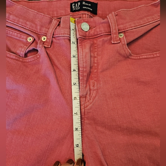 Gap Denim Womens 26R Girlfriend Midrise Jeans Cuffed Pink Peach EUC - Picture 7 of 8